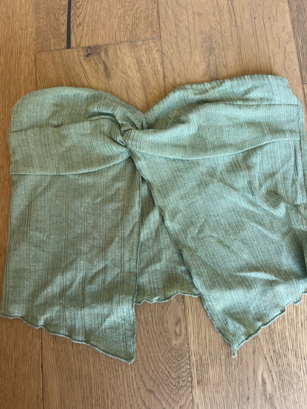 Princess Polly Sage Green Twist Front Crop Top